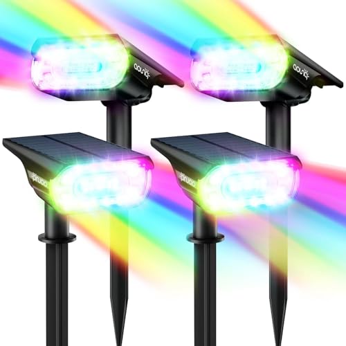 Solar Spot Lights Outdoor Color Changing Solar Lights Outdoor (4 Count)