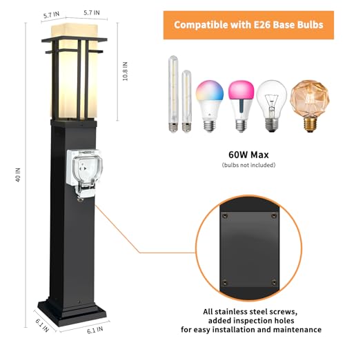 Outdoor Lamp Post with Outlet