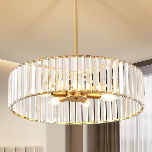 Crystal Gold Semi Flush Ceiling Light 19.68 Inch