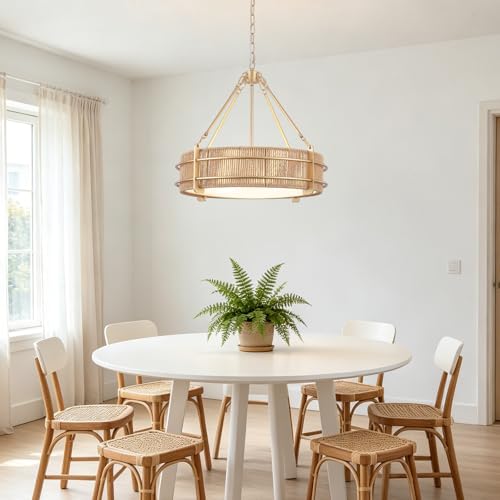 21.5'' Rattan Chandelier For Dining Room