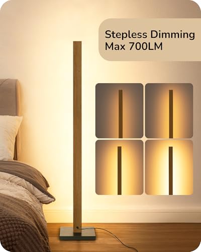 48.43" Wooden LED Corner Floor Lamp with Remote