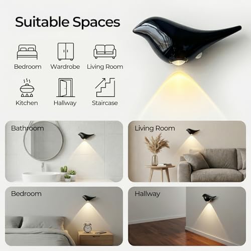 2 Pack Obsidian Bird Wall Light (2 Count)