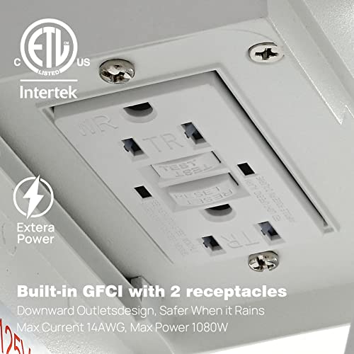 Porch Lights with GFCI Outlets Dusk to Dawn Outdoor Wall Lights Waterproof Exterior Lighting Fixtures Modern Outside Lights Wall Mount for House Patio Garage