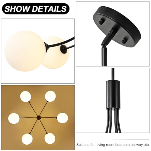 6 Light Modern Farmhouse Black Chandelier