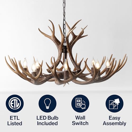 Eldora 8 Light Resin Antler Chandelier 36"