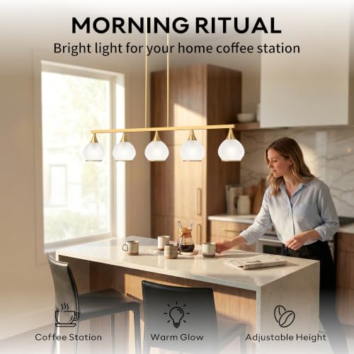 Brushed Gold Kitchen Island Linear Pendant Light