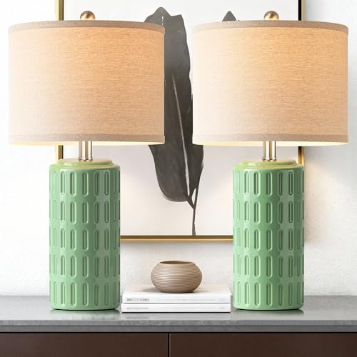23" Farmhouse Modern Ceramic Table Lamp Set of 2 (2 Count)