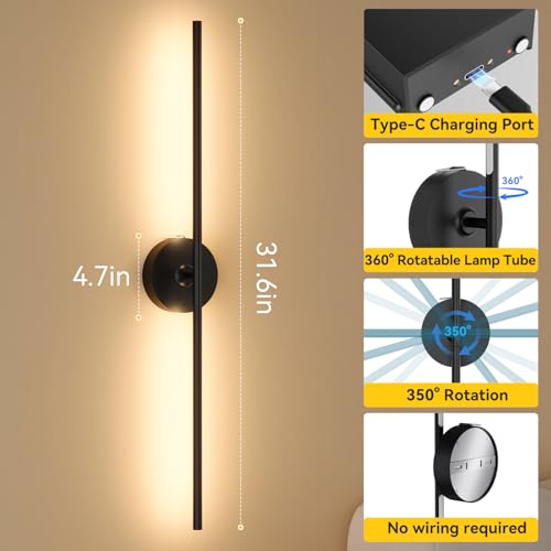 Battery Operated Wall Sconces Set of 2 (2 Count)