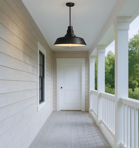 15" Black Farmhouse Pendant Barn Light