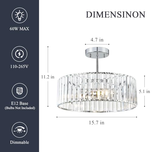 Crystal Chrome Ceiling Light