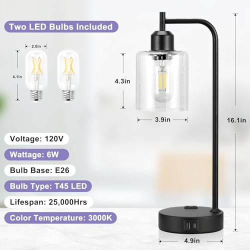 Industrial Touch Table Lamps for Bedrooms Set of 2 (2 Count)