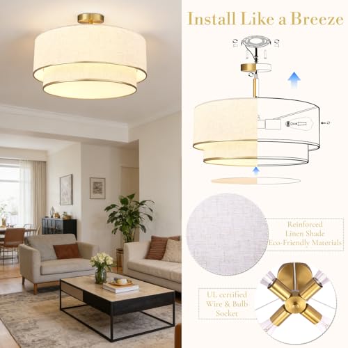 20 Inch Semi Flush Mount Ceiling Light