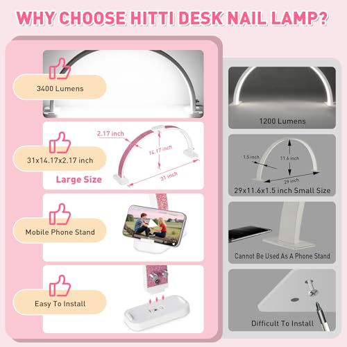 Super Large 31in Half Moon Light for Nail Desk
