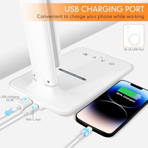 LED Desk Lamp with 15W Wireless Charger & USB Port
