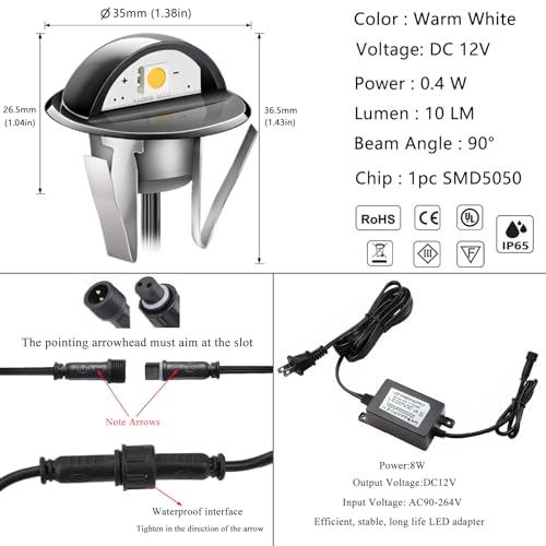 RNEHON 16 Pack Warm White LED Deck Lights Kit (16 Count)