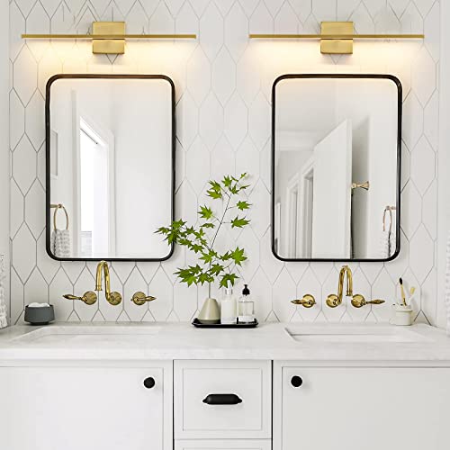 Gold Bathroom Light Fixtures Over Mirror 24 inch 18W LED Vanity Lights for Bathroom Modern Bath Sconces Wall Lighting 3500K Warm Light for Paintings