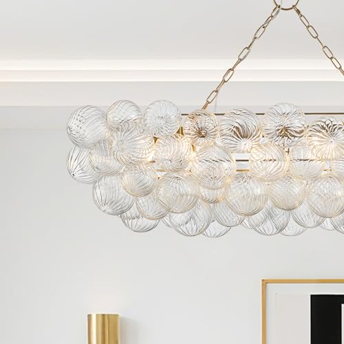 50 Inch Moden Gold Chandelier with 10 Bubble Lights