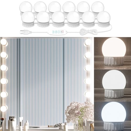LED Makeup Mirror Light Hollywood Style Vanity Lights USB Fill Light Adjustable Color and Brightness Suitable for Full
