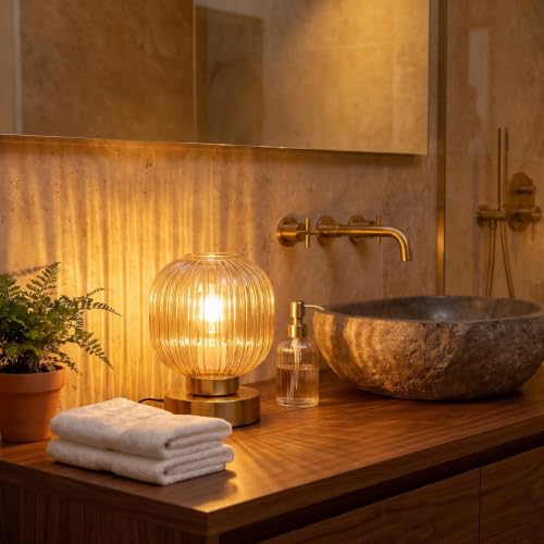 Amber Touch Glass Table Lamp