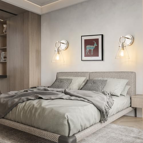 Wall Sconce for Bathroom 6" Clear Glass Shade Nickel 1 Pack
