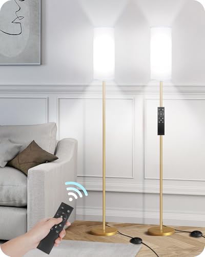 Set of 2 Dimmable Floor Lamps for Living Room with 2 Remotes and Foot Switch (2 Count)
