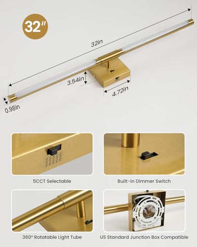Gold Vanity Light for Bathroom