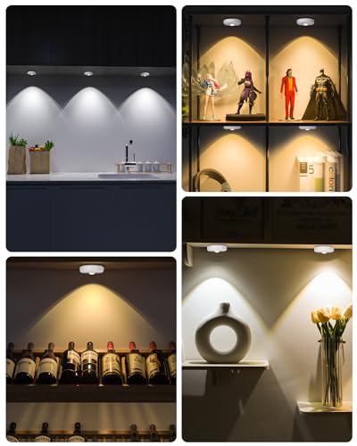 Rechargeable Puck Lights with Remote Control (6 Count)
