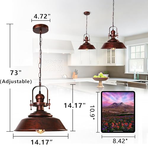 14" Farmhouse Copper Pendant Light for Kitchen Island