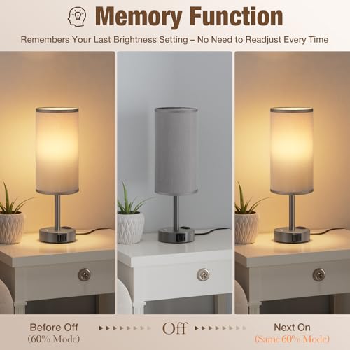 Grey Touch Bedside Lamp for Bedroom