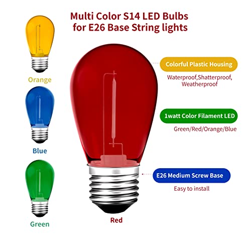 24Pack S14 Colored LED String Light Bulbs (24 Count)
