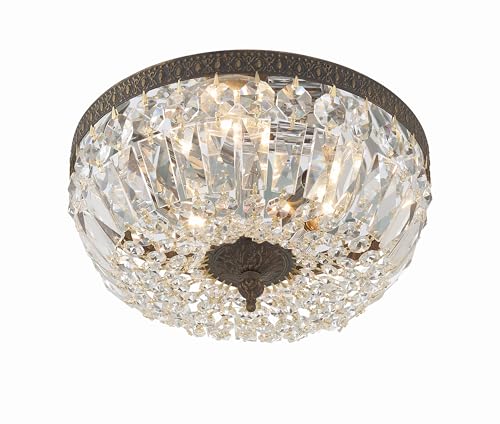 3 Light Clear Italian Crystal Flush Mount