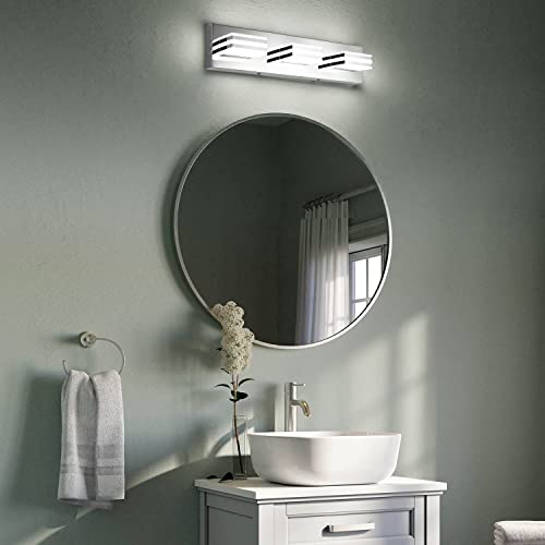 LED Vanity Lights 20in Bathroom Lights Fixtures over Mirror 3 Light LED Lighting Fixture for Bathroom 18W Mirror Lighting Fixture Modern Bath Light Bar Chrome Bath Lamps 6000K Vanity Wall Scone