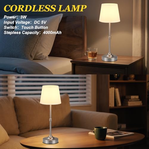 Rechargeable Cordless Table Lamp Silver