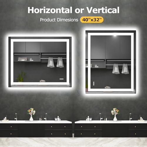 40"X32" LED Bathroom Mirror with Lights