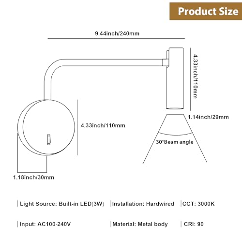 Wall Mounted Reading Light for Bedroom