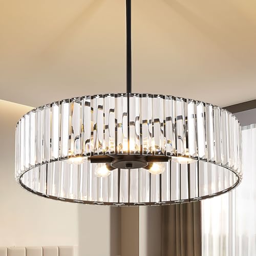 Crystal Blcak Semi Flush Ceiling Light 19.68 Inch