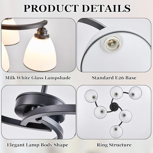 6 Light Modern Chandelier Light Fixture for Dinner Room (6 Count)
