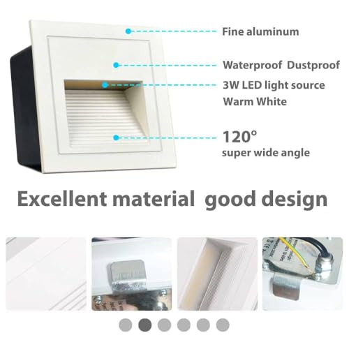 120V Indoor Outdoor Recessed Step Lights for Stair Warm White 8Pack (4 Count)