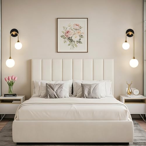 Mid Century Modern Wall Sconce Set of 2 Black and Gold Milk Glass Sconces with Double Ball Hardwired Wall Light for Bedside Bedroom Bathroom Living Room Corridor G9 Base