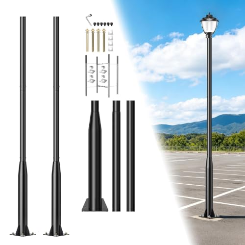 2Pack 10Ft Street Light Pole Adjustable Heavy Duty Metal Street Lamp Post