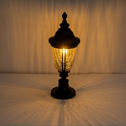 Dusk to Dawn Outdoor Post Light 19" Retro Exterior Lamp with Pier Mount Base Waterproof Fence Lighting for Yard