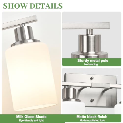 5 Light Vanity Light with Milky White Shades