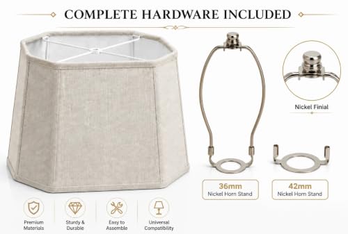 Natural Linen Square Cut Corner Lamp Shades Set of 2
