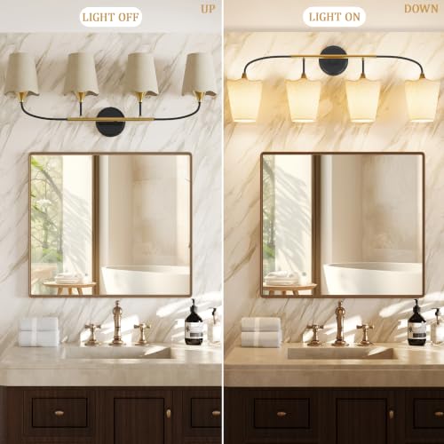 Bathroom Light Fixtures Over Mirror (Black Gold / 4 Light)