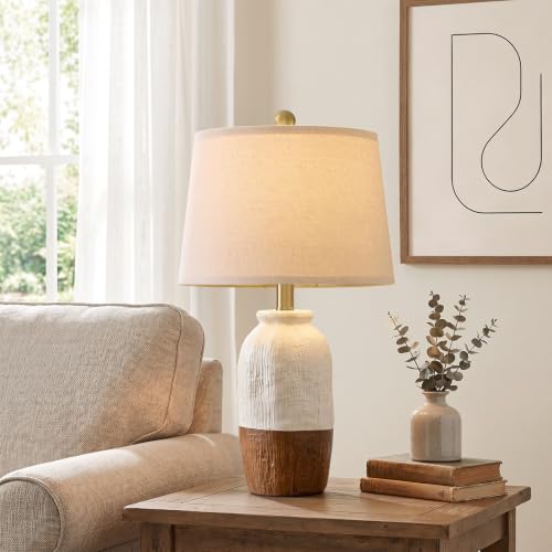 22.5" White Ceramic Table Lamps for Bedroom