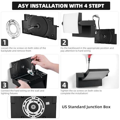 Outdoor Wall Sconces 350 ° Adjustable Black Wall Lights 6000K Modern Security Commercial Exterior Wall Mount Fixture Waterproof 3 Pack (3 Count)