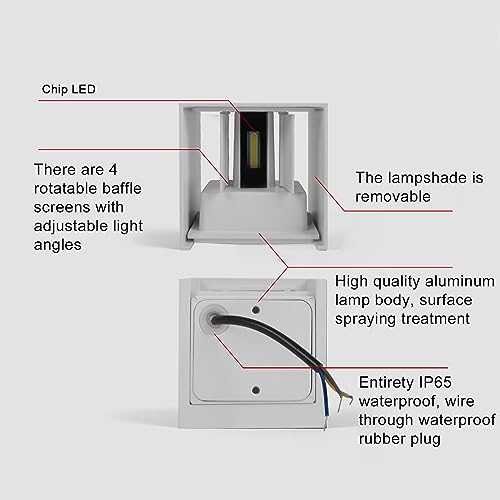 2 PCS 12W Outdoor Sconces Wall Lights LED Exterior (2 Count)