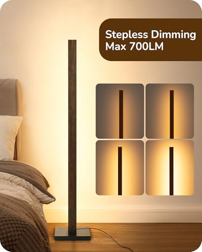48.43" Wooden LED Corner Floor Lamp with Remote