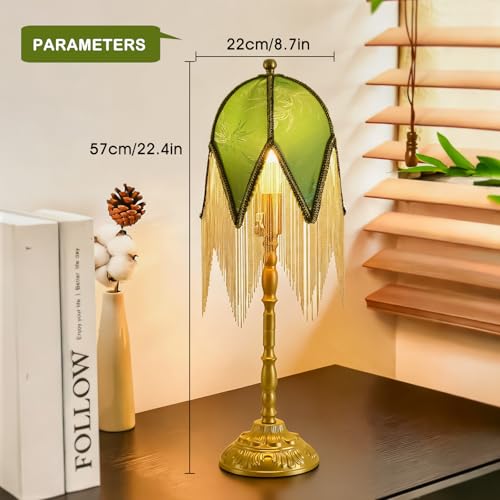 Vintage Table Lamp with Beaded Tassels