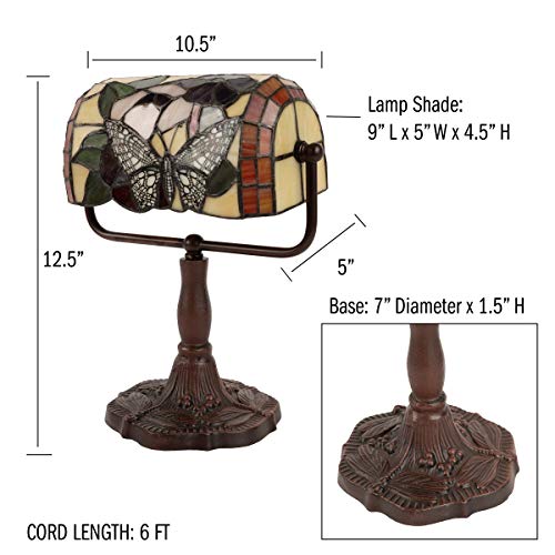 Tiffany Style Bankers Desk Lamp with Stained Glass Shade